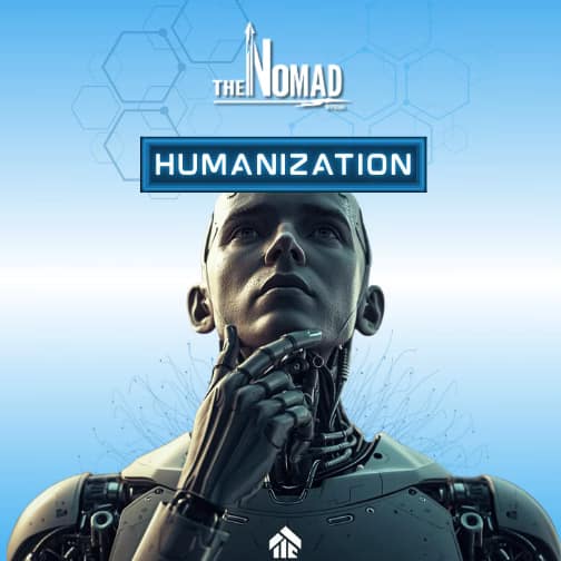 An artificially created image of a humanoid robot.